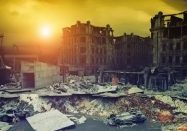 Photo of a ruined city after the end of the world